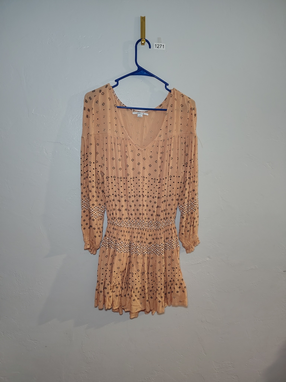 O'Neill Peach Printed Smocked Waist Mini Dress
